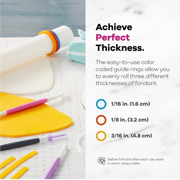 Wilton Large Fondant Rolling Pin with Guide Rings, 20-Inch NWT - Picture 3 of 9